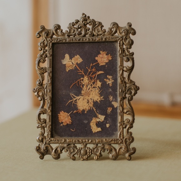 Petite Brass Italian Framed Pressed Flowers - Picture 2 of 3